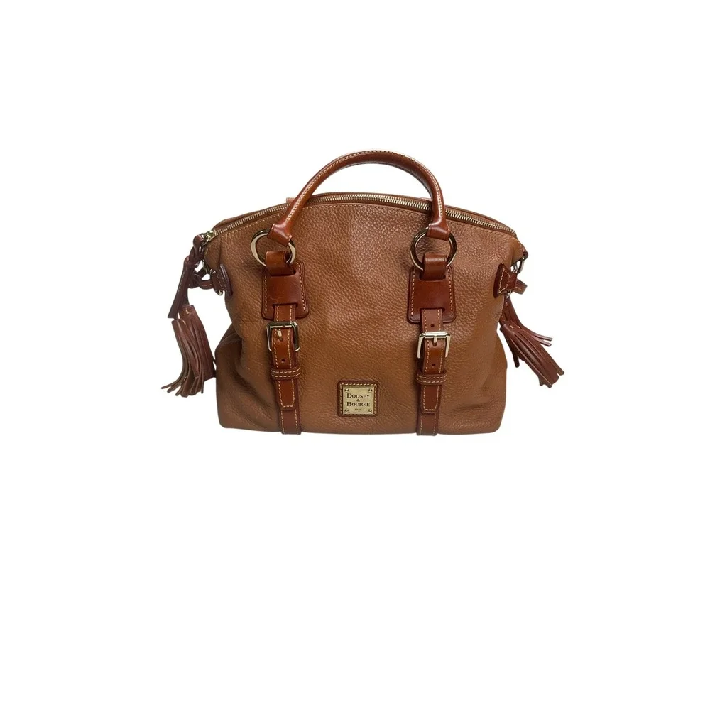 Dooney & Bourke Satchel Women Medium Ginger Pebbled Leather Good‎ Tassel Buckle